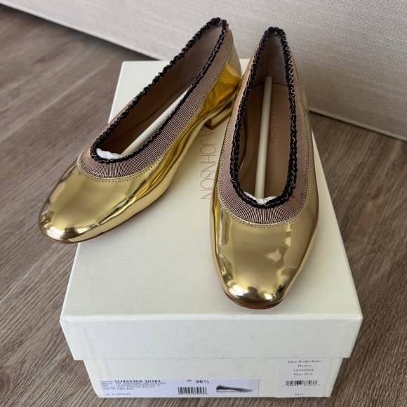 Ulla Johnson Elise Ruffle Gold Ballet Flats 36.5 NWB - Picture 1 of 5